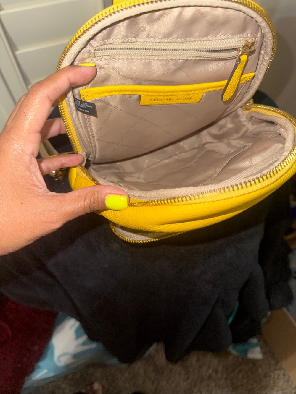Michael Kors Yellow Studded Mini Backpack - Picture 2 of 6